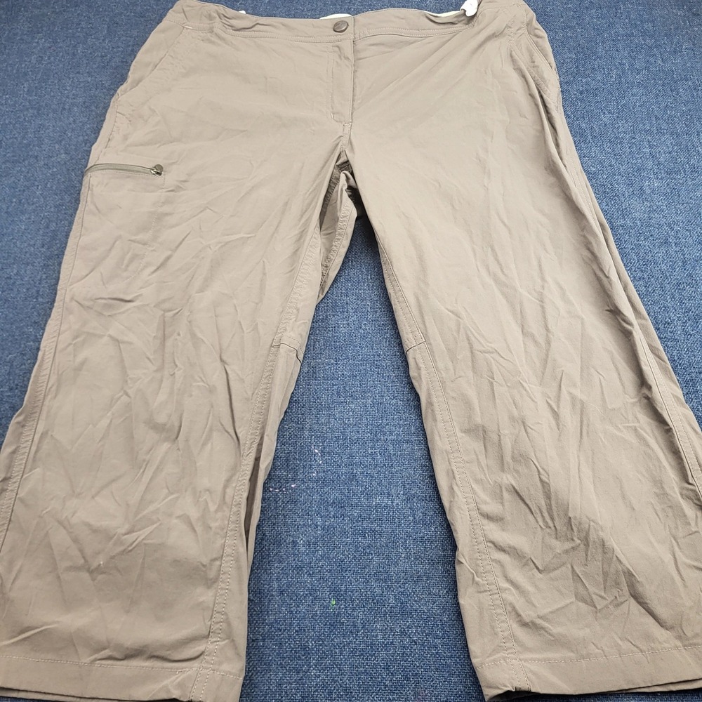 LL Bean Vista Camp Pants Womens 16 Reg Taupe Brown Stretch Hiking Adjustable